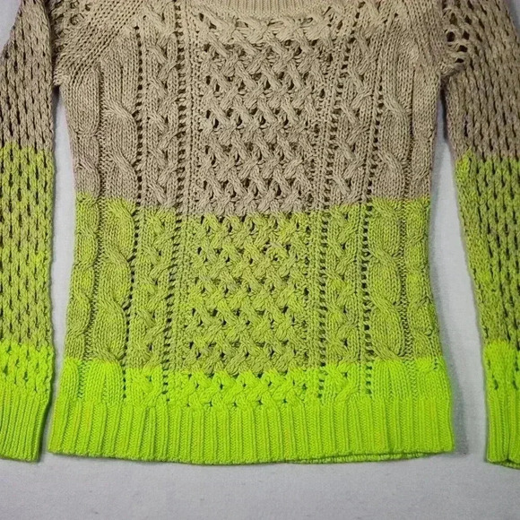 American Eagle AEO Women's Sweater XS Open Weave Ombre Beige Green Soft Pullover - Picture 8 of 16